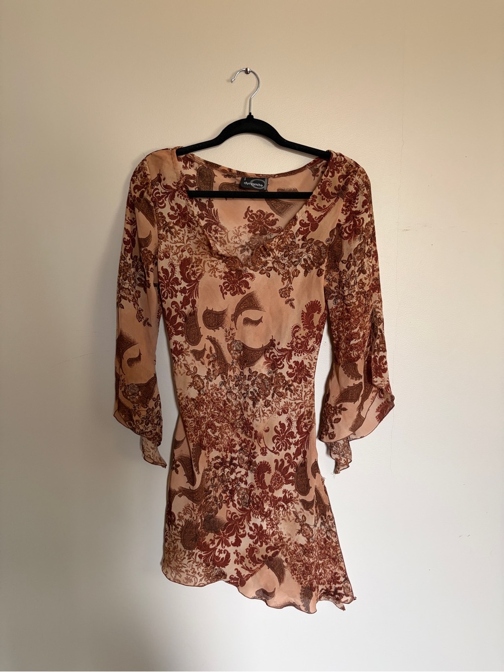 Vintage Dynamite Y2K Whimsy Fairy Paisley Long Boho Top with Bell Sleeves - Picture 13 of 13